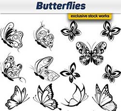 8套蝴蝶剪影矢量素材：Butterflies
