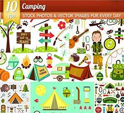 10套矢量的户外露营装备素材：Camping,10 x EPS