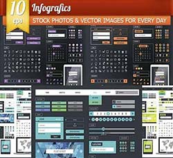 UI素材－登录界面及常用图标合集(10套)：Infografics, 10 x EPS