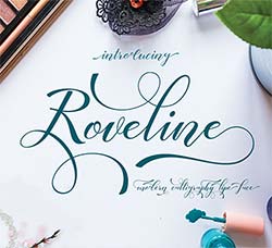 不错的钢笔花饰英文字体：Roveline Font